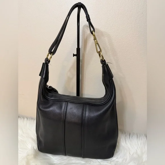 Vintage Coach 6950 Amanda Hobo Shoulder Bag Purse Black Leather - Picture 2 of 13